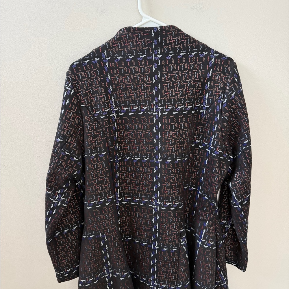 Plaid Patterned Long Coat, Sz M - Picture 12 of 13
